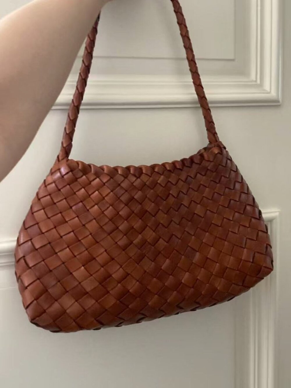 Dragon Diffusion Cognac Brown Woven Leather Shoulder Bag - Picture 10 of 10